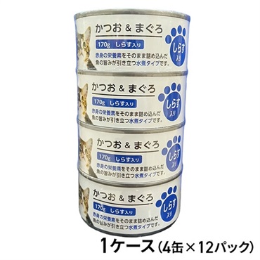 TFBファクトリーズ 赤身のおさかな缶 かつお＆まぐろ しらす入り 170g 4缶パック ×12パック（1ケース）
