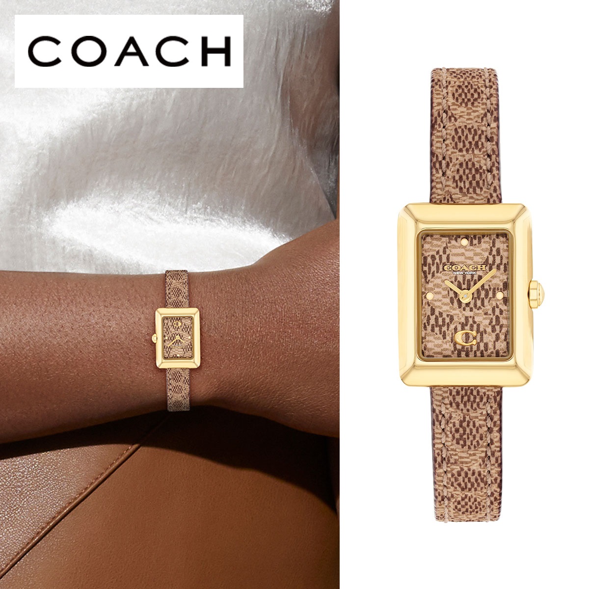 ＣＯＡＣＨ　ＭＡＲＡ　レディース腕時計　ゴールド　ベルトシグネチャー文字盤　革ベルト　14504585