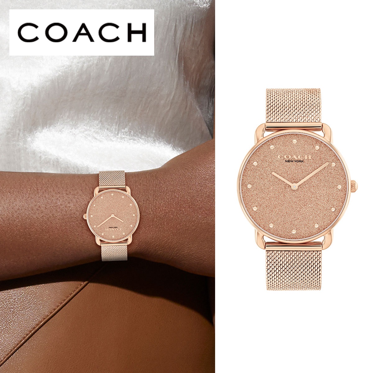 ＣＯＡＣＨ　ＥＬＬＩＯＴ　レディース腕時計　ローズゴールド文字盤　メッシュ　14504554