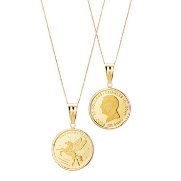 【Sylpheed】24金チャールズ国王ペガサス1/10オンスコイン・18金チェーン枠ネックレス