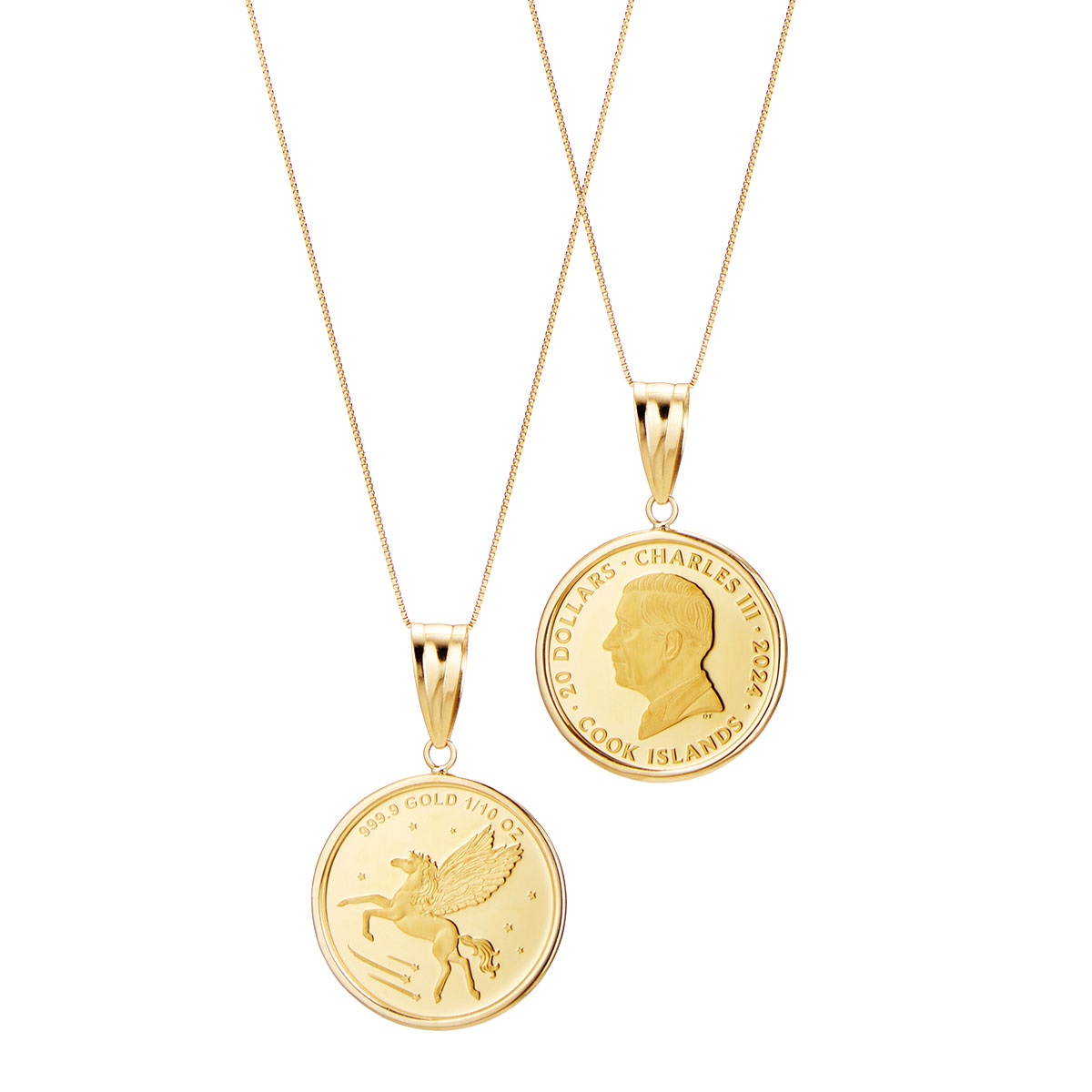 【Sylpheed】24金チャールズ国王ペガサス1/10オンスコイン・18金チェーン枠ネックレス