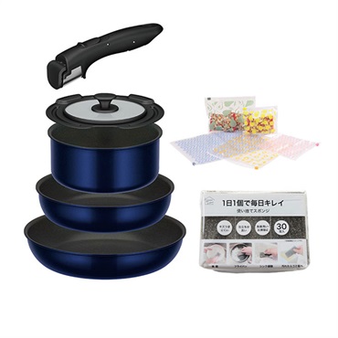 【ガス火専用】取っ手のとれるフライパン5点セット