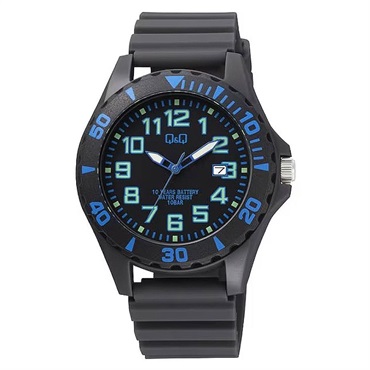 【CITIZEN】Q&Q　10年電池　スポーツウオッチ　（ブルー文字）