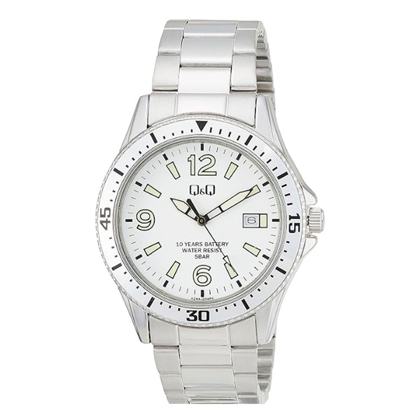 【CITIZEN】Q&Q　10年電池　メタルウオッチ　（シロ文字盤）
