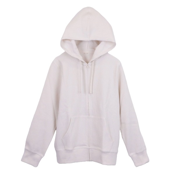 洗濯に強いワッフルジップパーカー