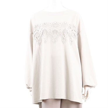 【2L-4L】ジョーゼットモチーフレースブラウス