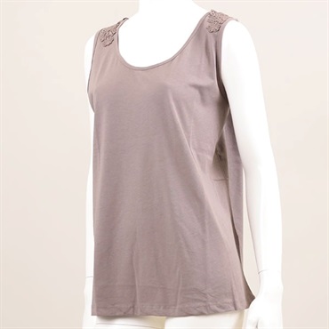 【2L-4L】オーガニックコットン制菌バックレースタンク