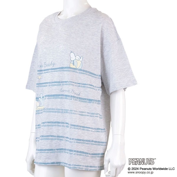 【2L-4L】綿混スヌーピーボーダーＴシャツ