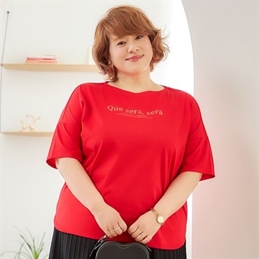 人気インフルエンサー：ぽっちゃりけいこコラボ　プレーティング天竺ロゴＴシャツ