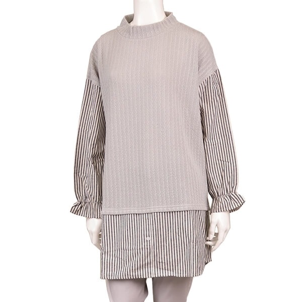 【2L-4L】起毛ベストフェイクカットソー