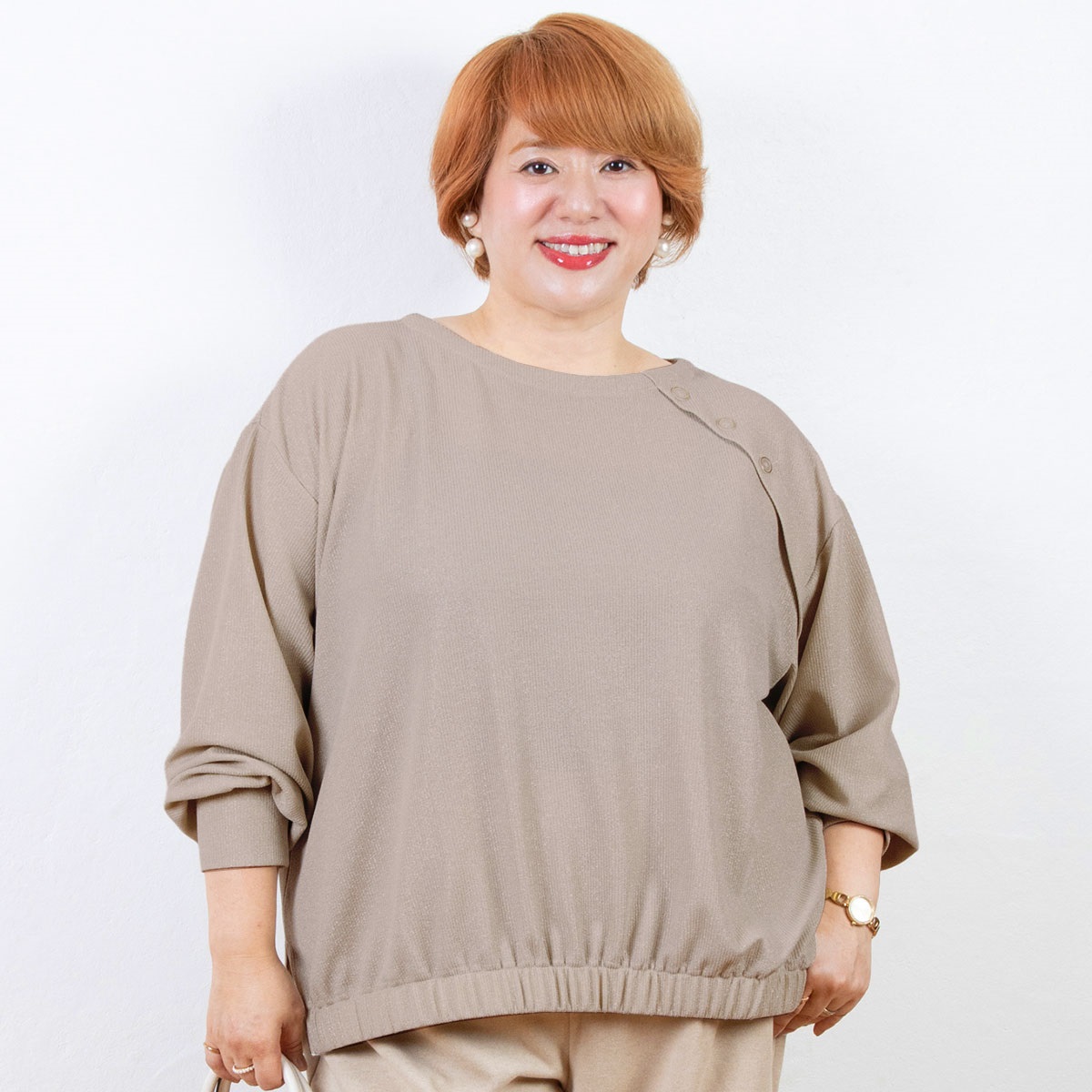 人気インフルエンサー【ぽっちゃりけいこ】コラボ　ボートネックギャザーＰＯ