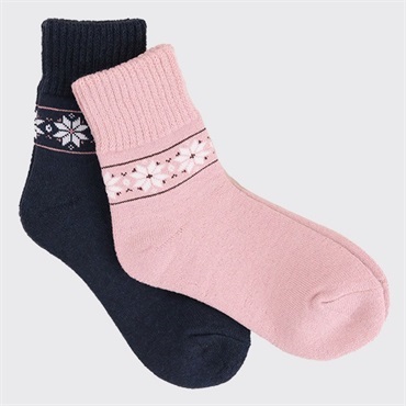 HEAT ON 婦人ウール混パイル編クルー丈ソックス２足組