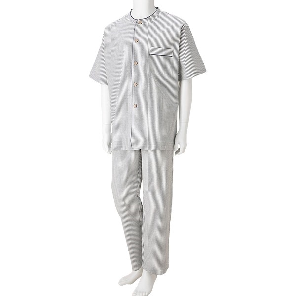 紳士クールオンサッカー半袖シャツパジャマ