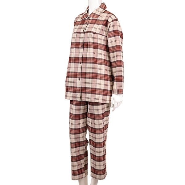 婦人 長袖 綿 ネルシャツ パジャマ