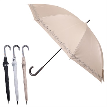 【晴雨兼用】こかげのように涼しいパラソル55cm　裾フラワー　長