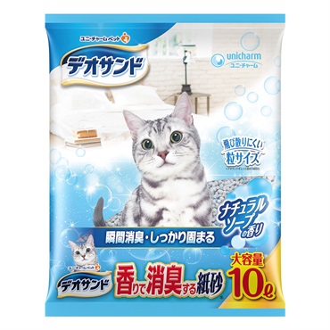 デオサンド　香りで消臭する紙砂 ナチュラルソープの香り 大容量10L