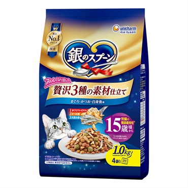銀のスプーン 贅沢3種の素材仕立て 15歳頃から まぐろ・かつお・白身魚味 1.0kg
