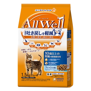 AllWell　10歳以上の腎臓の健康維持用 フィッシュ味 挽き小魚とささみフリーズドライパウダー入り 1.5kg