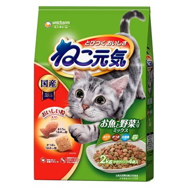 ねこ元気　お魚と野菜入りミックス まぐろ・かつお・白身魚・緑黄色野菜 2kg