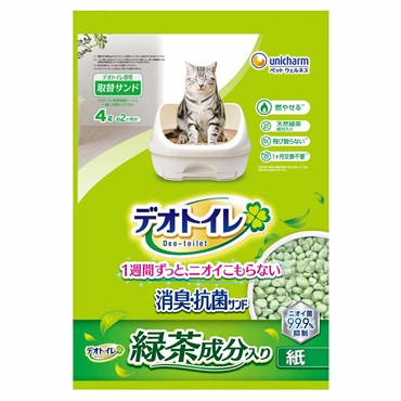 ユニ・チャーム　デオトイレ　飛び散らない緑茶成分入り　消臭・抗菌サンド　紙　４L