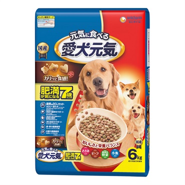 愛犬元気　肥満が気になる7歳以上用　ささみ・ビーフ・緑黄色野菜・小魚入り　6kg
