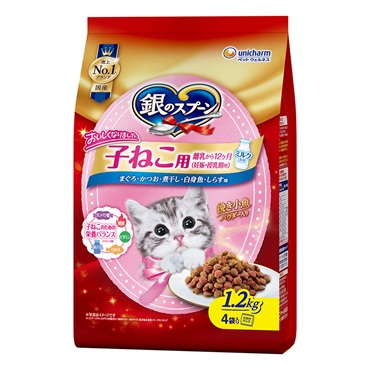 銀のスプーン 贅沢うまみ仕立て 子ねこ用 まぐろ・かつお・煮干し・白身魚・しらす味 1.2kg
