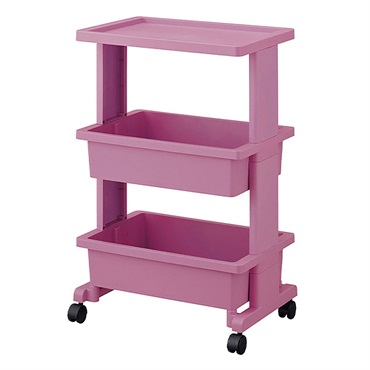 テーブルワゴン　3段　ピンク
