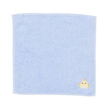 ぴよりん　刺繍　ミニタオル　ブルー 約25×25cm