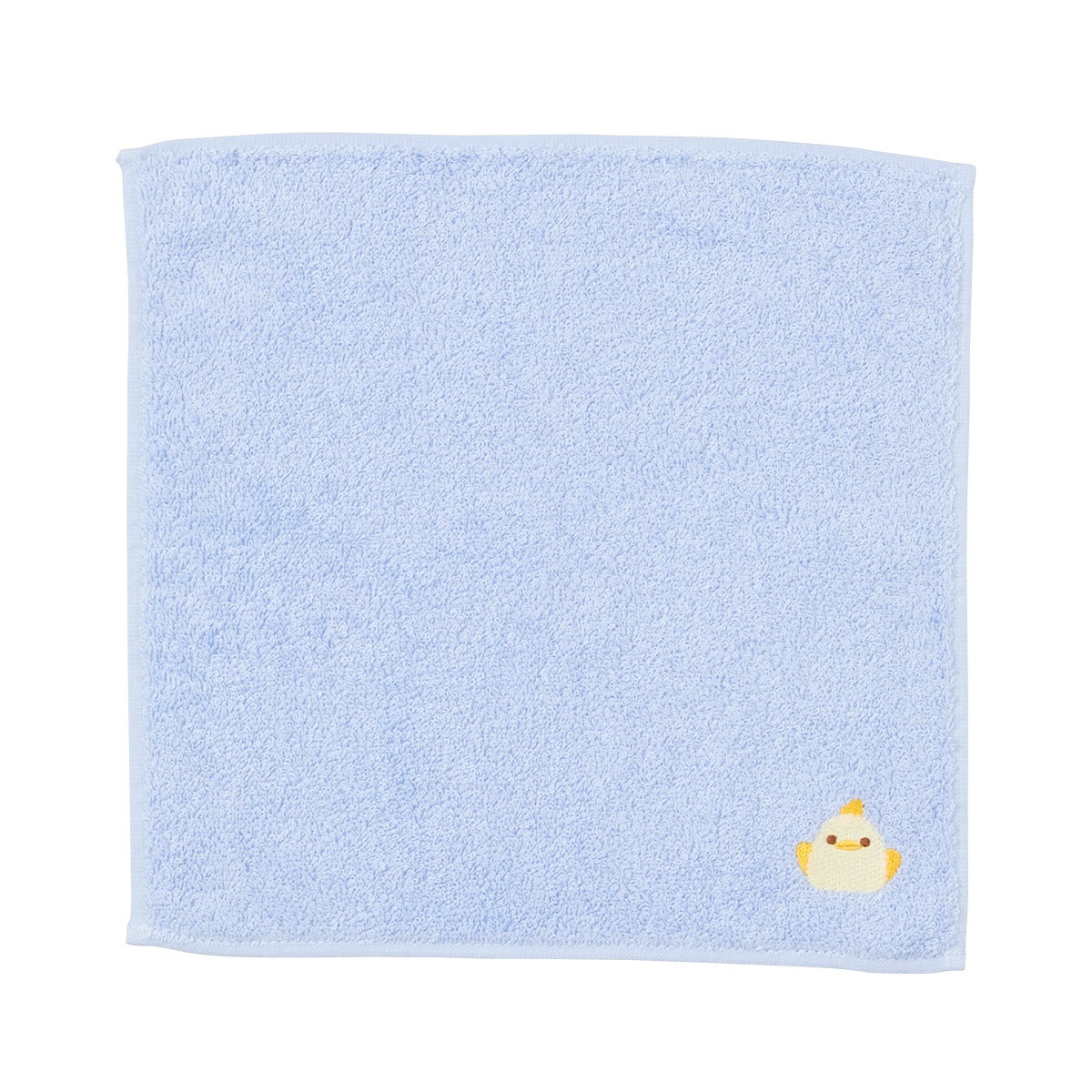 ぴよりん　刺繍　ミニタオル　ブルー 約25×25cm