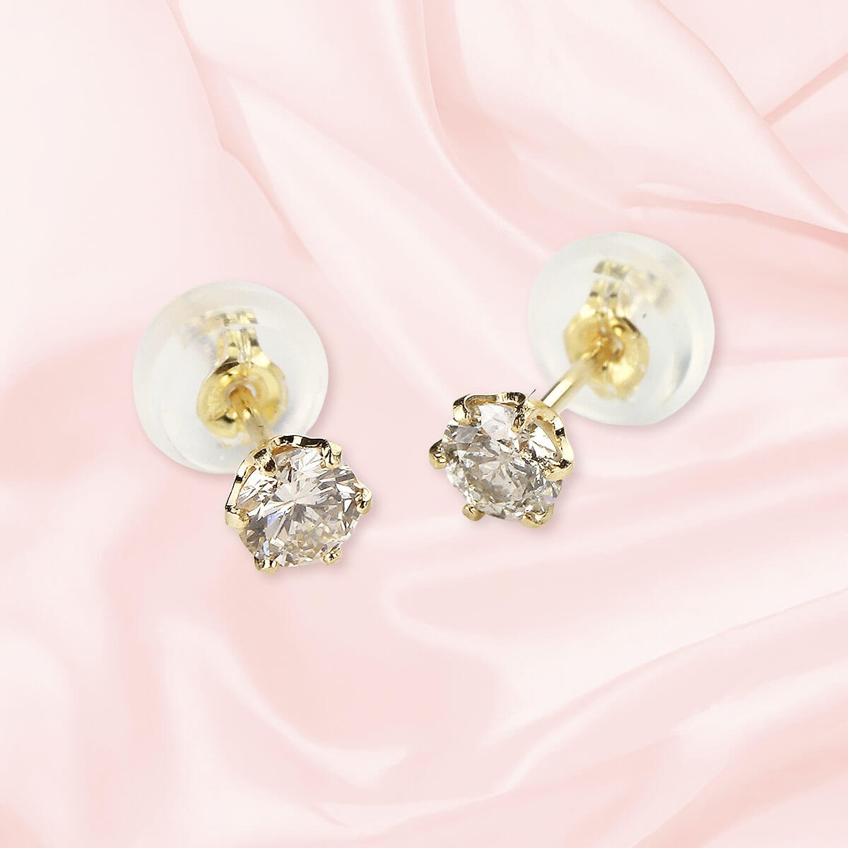 18金　イエローゴールド　ダイヤ　ピアス　0.2ct