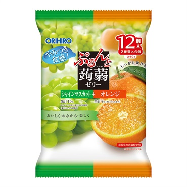 オリヒロ ぷるんと蒟蒻ゼリー シャインマスカット＋オレンジ 12個入