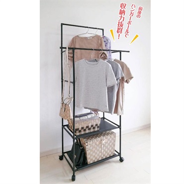 サっと組立 棚付きダブルパイプハンガー