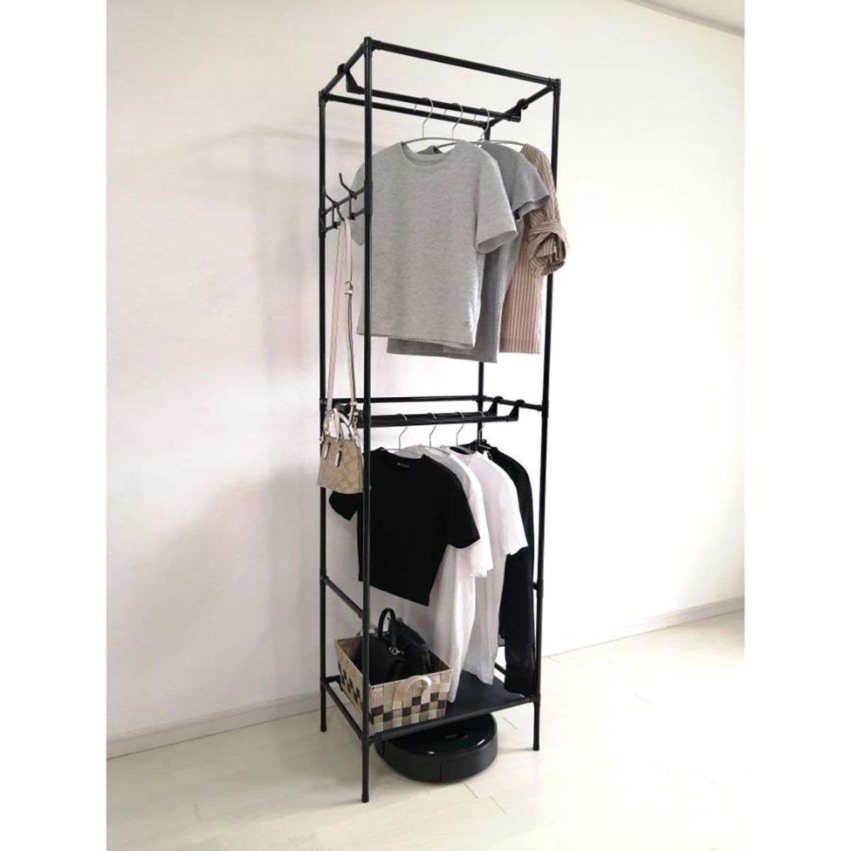 サっと組立 ハンガーラック 2段