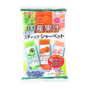しんこう 国産果汁スティックシャーベット（メロン・みかん・白桃） 9本入
