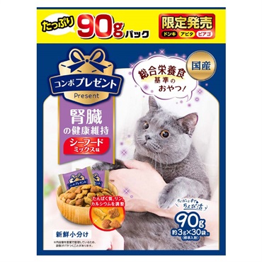 【ドンキ・アピタ・ピアゴ限定】コンボ　プレゼント　キャット　おやつ　腎臓の健康維持　シーフードミックス味　90g