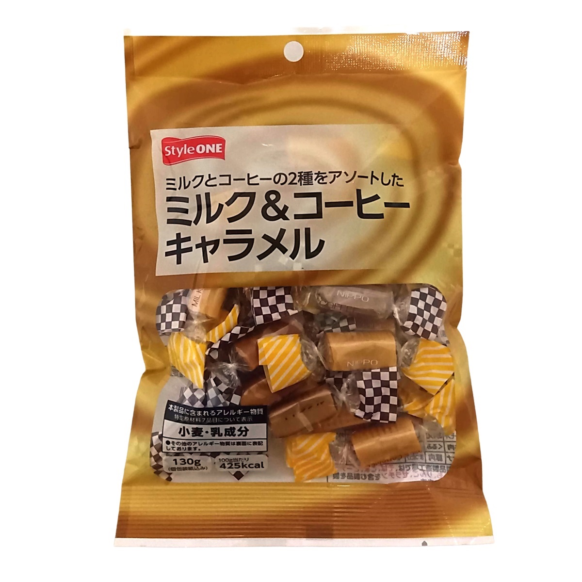 日邦製菓 ミルクとコーヒーの2種類をアソートした ミルク＆コーヒーキャラメル 130g