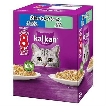 カルカン　パウチ　2種のセレクション　かつお節入りまぐろとささみ／まぐろ白身魚入り　60g×8袋入（2種類×4）
