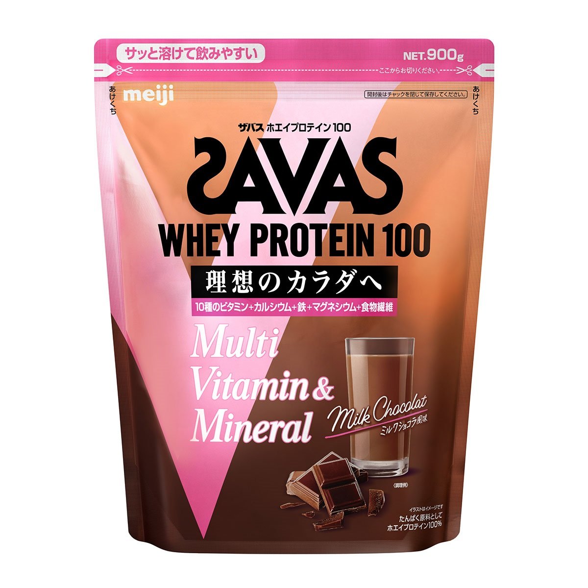 ザバス ホエイプロテイン100 マルチビタミン&ミネラル ミルクショコラ風味 900g