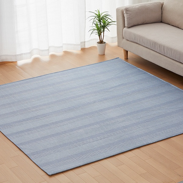 ヘリンボーン 中敷カーペット 正方形 2.2畳 185x185cm ネイビー