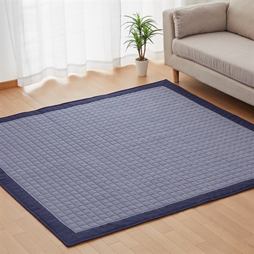 綿ダンガリー 中敷カーペット 正方形 2.2畳 185x185cm ネイビー