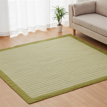 綿ダンガリー 中敷カーペット 正方形 2.2畳 185x185cm グリーン