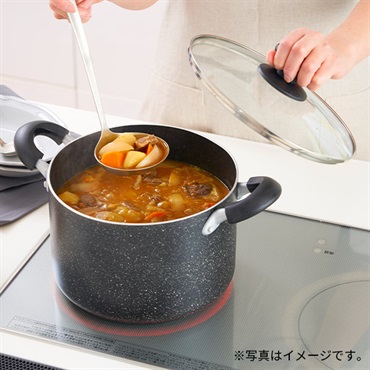 【IH対応】お手入れしやすいマーブル両手鍋深22cm