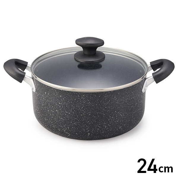 【IH対応】お手入れしやすいマーブル両手鍋 24cm