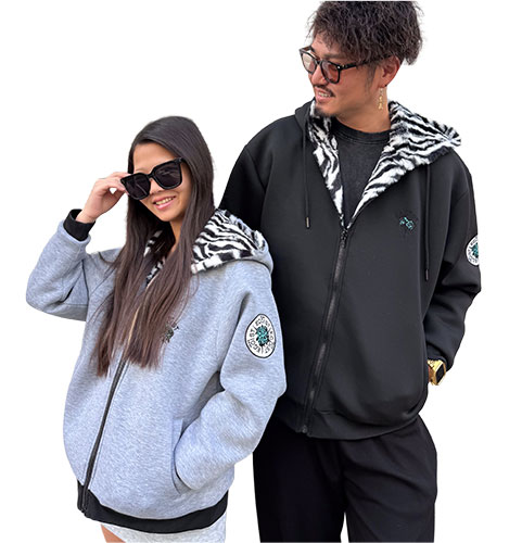 EGOIST ボンディングリバーシブルフルジップパーカー