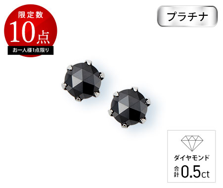 プラチナブラックダイヤ 計0.5ctピアス