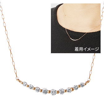 18金ピンクゴールドダイヤモンドネックレス0.1ct