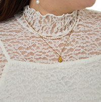 ミニフリル使用で顔回りが華やかに！