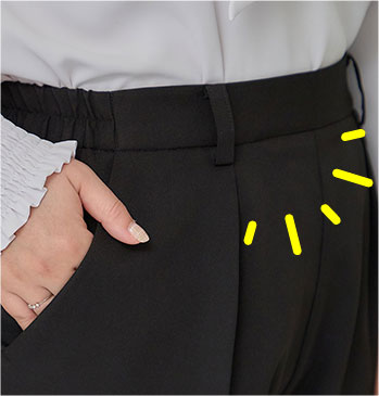 フラット仕様でお腹周りスッキリ見え