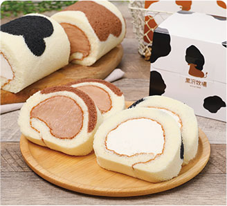 ミルク＆チョコの牛柄ロールケーキ ハーフ 8cm×2本セット