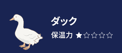 ダック 保温力 5段階中1